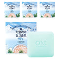 Veilment pink salt soap with blue mountain packaging, three smaller boxes and a large mint-coloured embossed bar