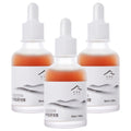 Dooryuheon scalp ampoule set of three bottles with amber liquid, white droppers and grey landscape labels