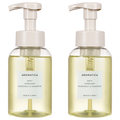 AROMATICA Zesty Hand Soap shown as two clear 300ml bottles with white pumps, pale yellow liquid and white labels.