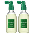 Aromatica Rosemary Root Enhancer scalp essence in two clear 100ml bottles with green spray heads and labels