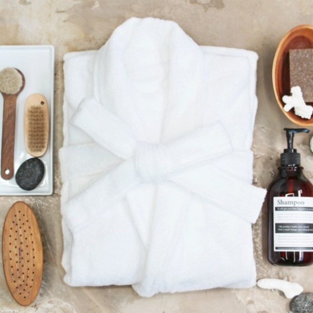 Soft Touch Premium — Weißer Hotelbademantel, Einheitsgröße