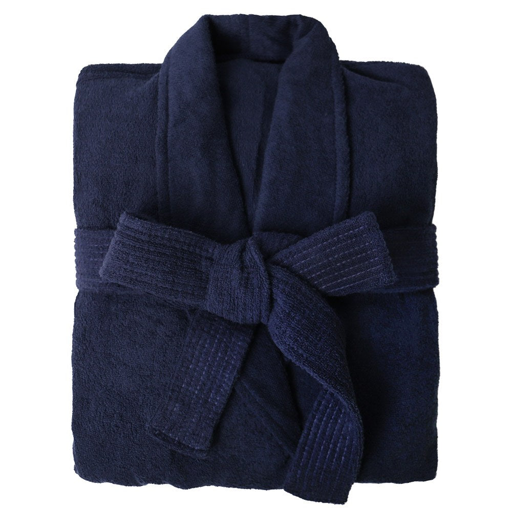 Songwol — Peignoir style hôtel bleu marine, XL