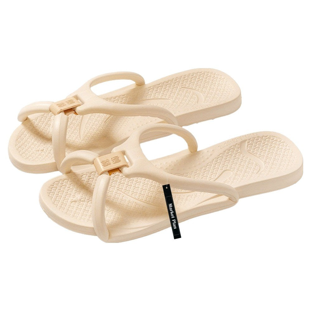 Market Plan Lightweight Folding Bathroom Travel Slippers, Beige, 1 Pair