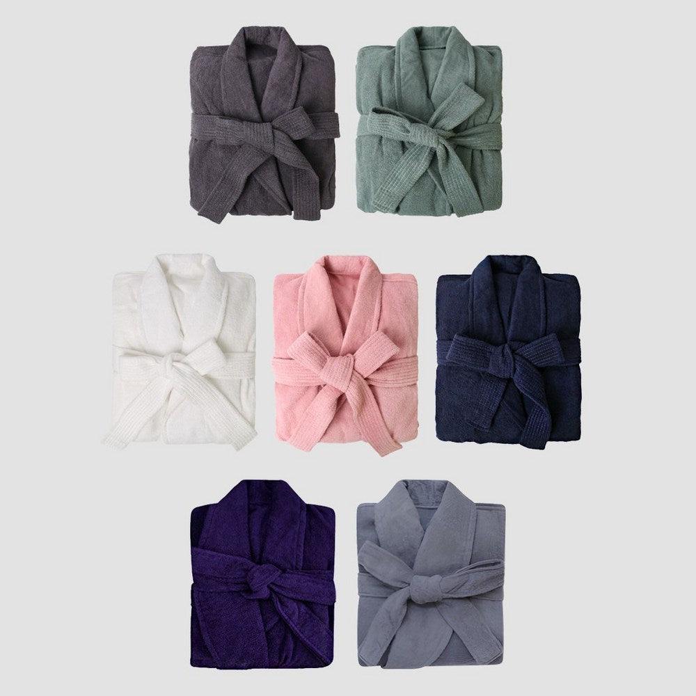 Songwol — Peignoir style hôtel bleu marine, XL