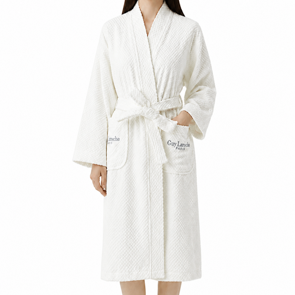 Guy Laroche — Hotelbademantel aus 100 % Baumwolle in Waffelstruktur, Garn Nr. 20, Größe L
