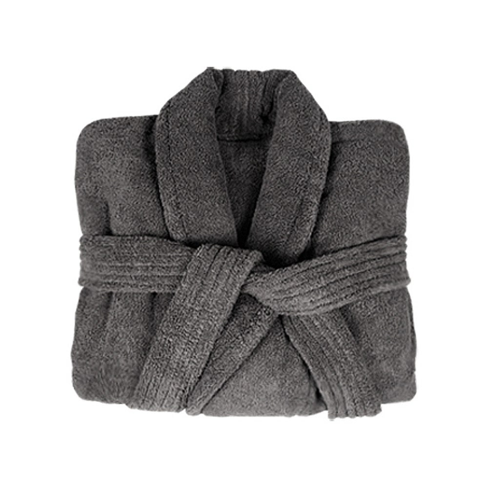 Songwol Gray Hotel Bathrobe XL folded on a white background with its broad collar and waist belt visible