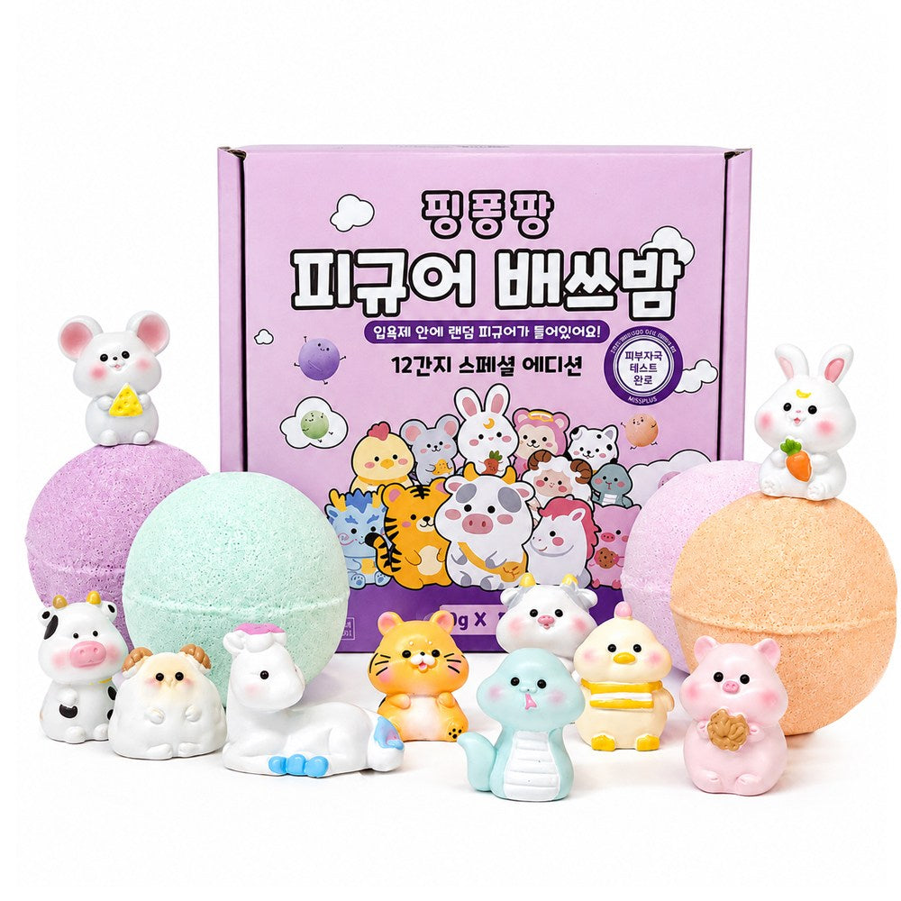 Ping Pong Pang — Set mit 4 Badebomben und Tierkreisfiguren, 480 g