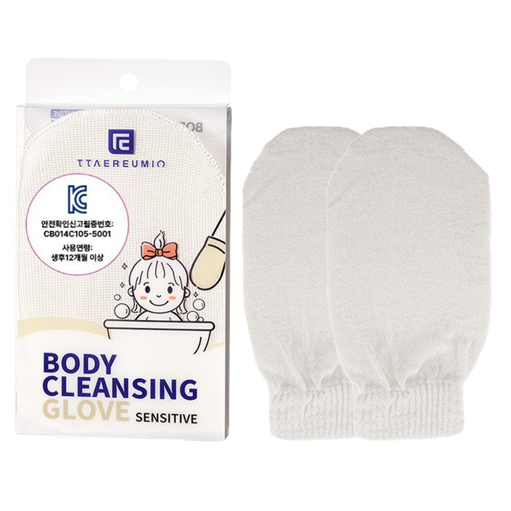 Gants de bain Ttaereumio Sensitive — produit et conditionnement