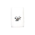 Songwol Snoopy solid face towels shown as one folded ivory towel with Snoopy playing an instrument and music notes