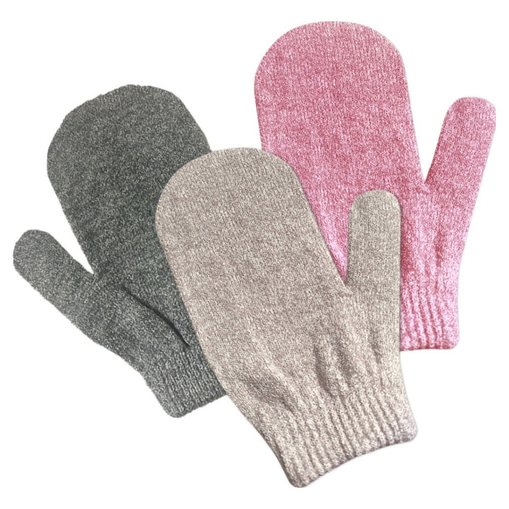 Ttaebulli — Gants exfoliants coréens beige, rose et gris, 3 paires