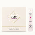 Tob Goodness rose bath soak cream box beside a pink sachet, with purple Goodness lettering and 30g x 30 sticks