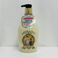 Veilment White Rose body wash in a pale pump bottle with a gold collar, black dispenser and illustrated front label